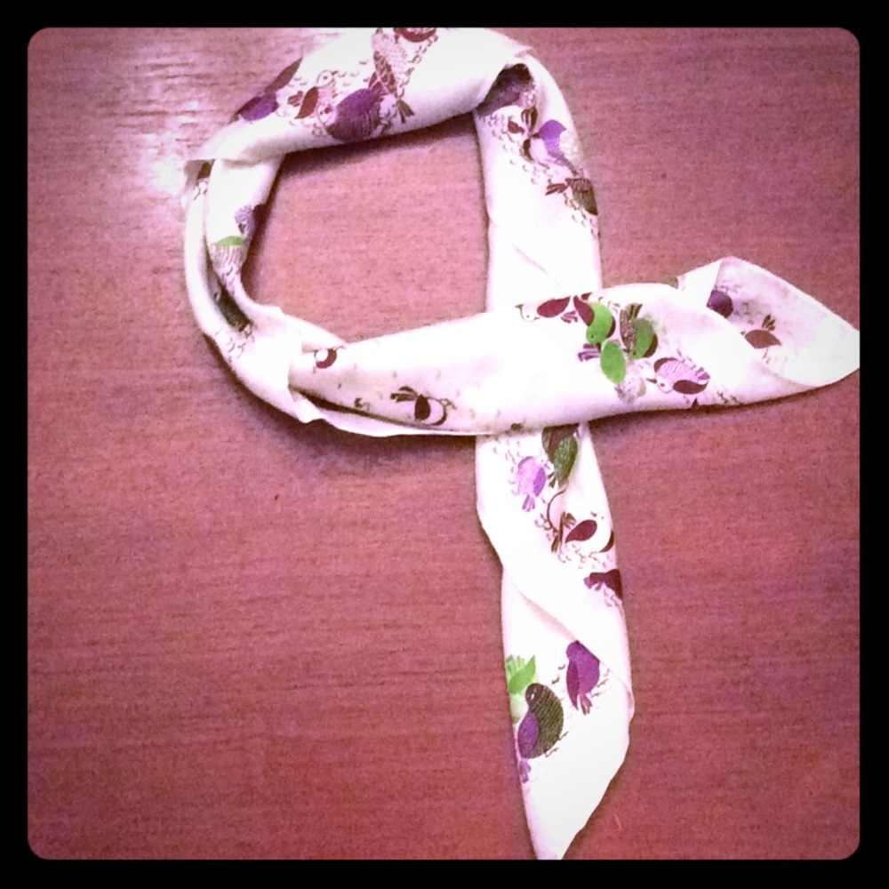 Echo bird print vintage silk blend scarf